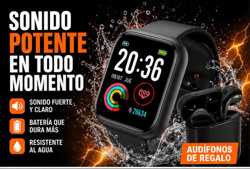 RELOJINTELIGENTE + AUDIFONOS DE REGALO