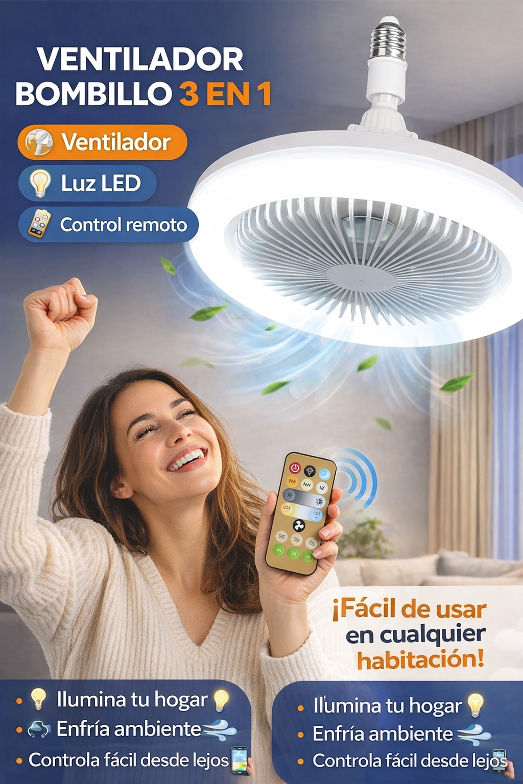 Lampara Ventilador 3 en 1
